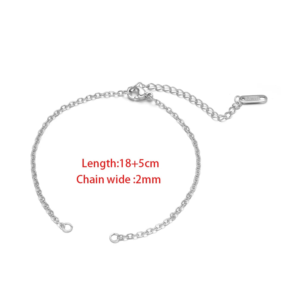 Silver-tone flat link adjustable bracelet with extension chain and round connector clasps