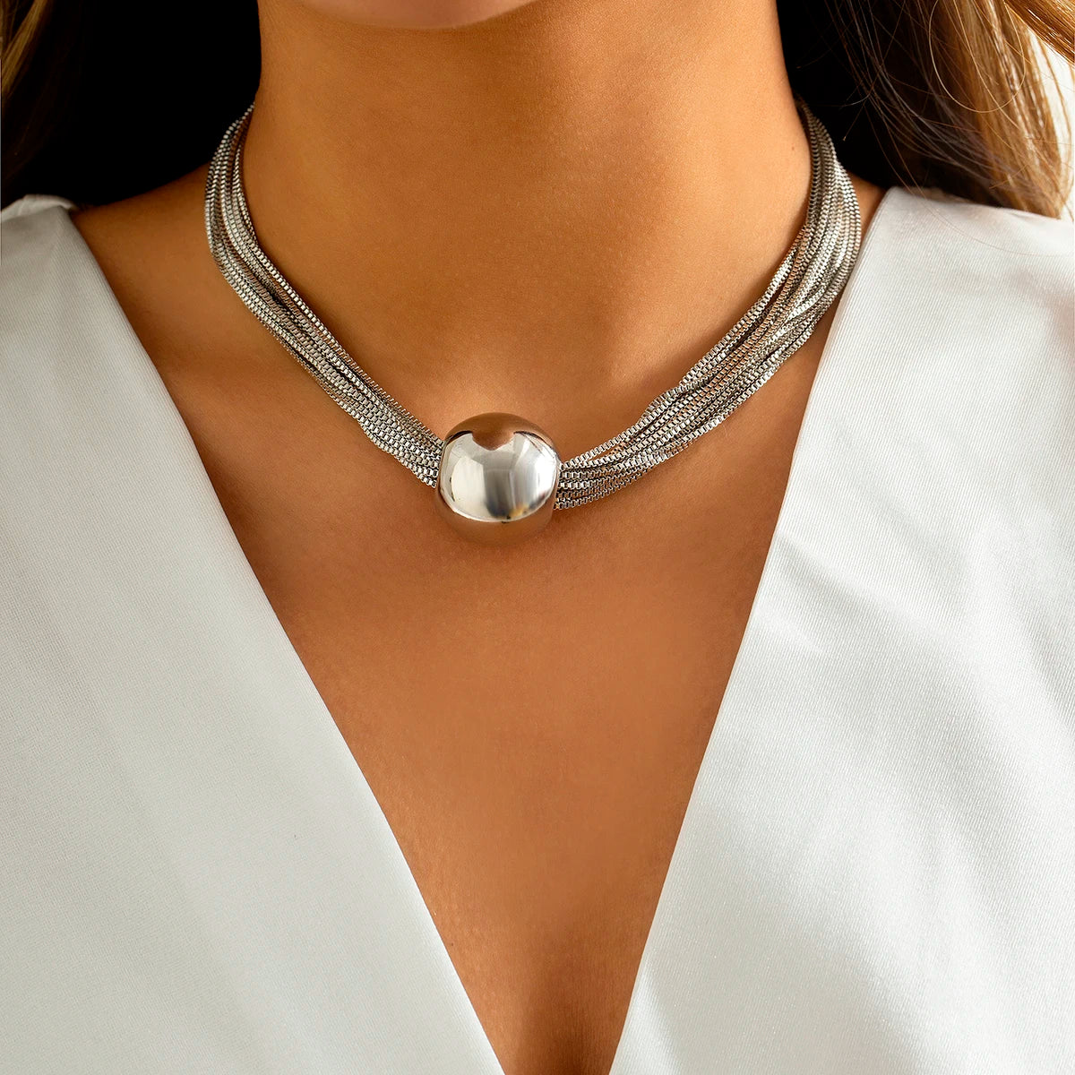 Trendy Statement Thick Chain Necklace Punk Chunky Chian Knotted Short for Women Jewelry