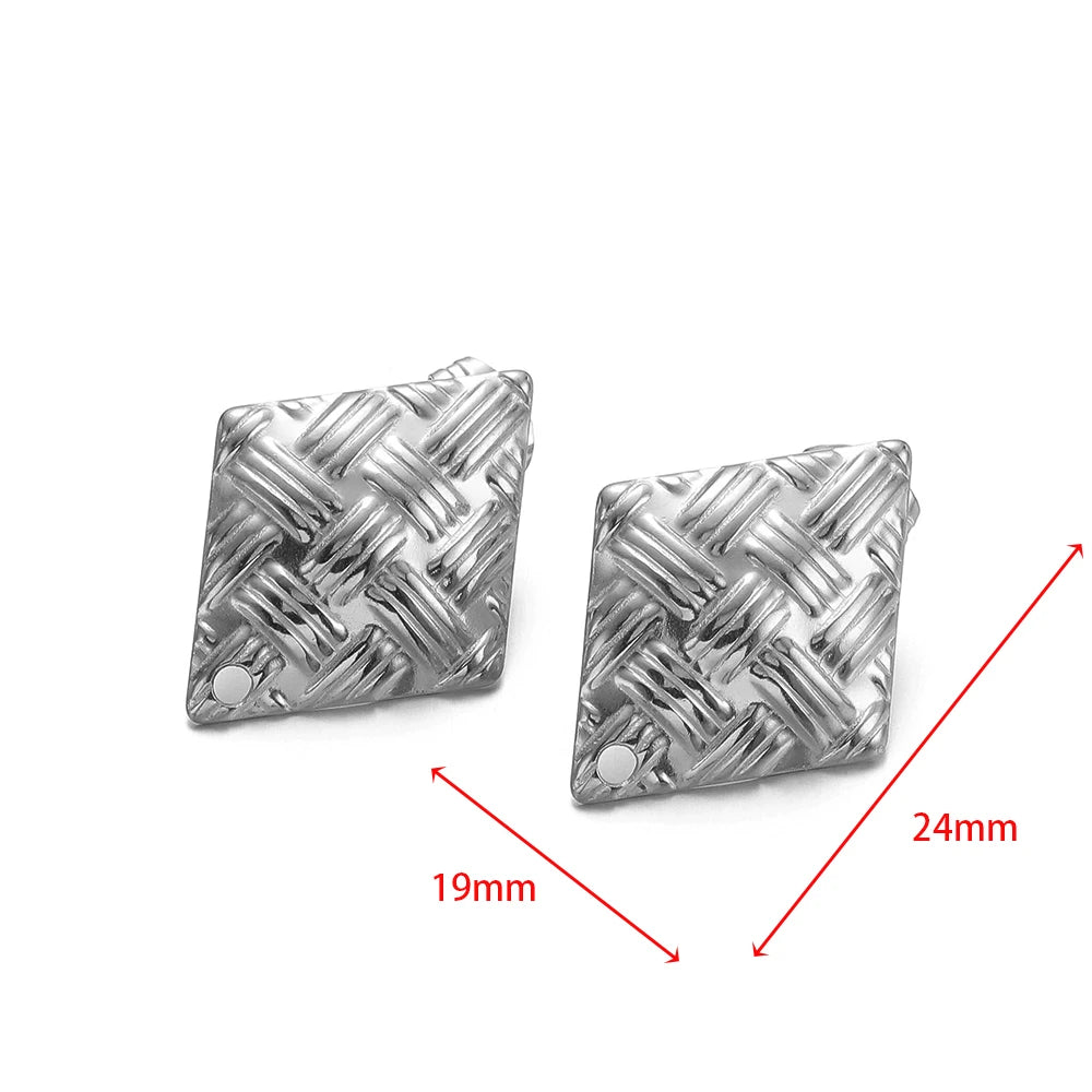 Silver-tone heart-shaped braid earring findings, size shown with 19mm and 24mm arrows