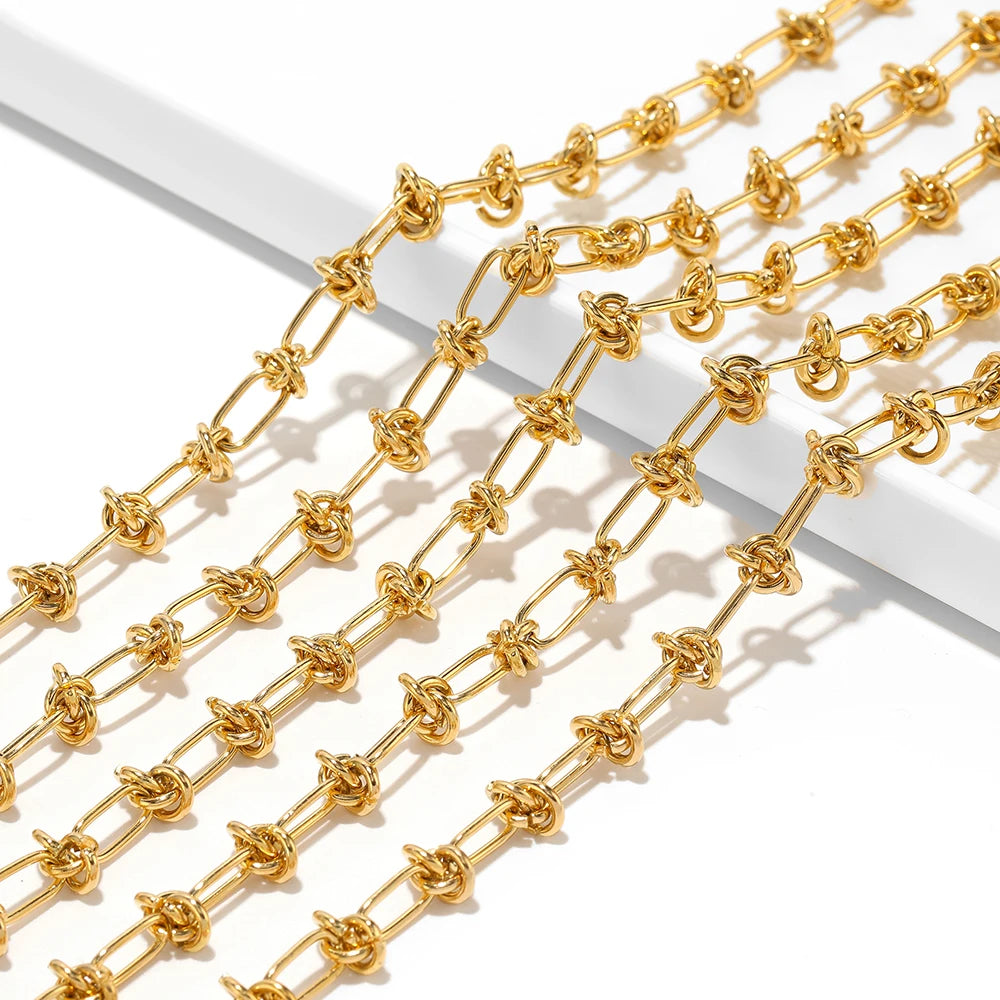 Hip Hop Men Necklaces 1 Meter Stainless Steel Gold Chunky Knot Big Chains
