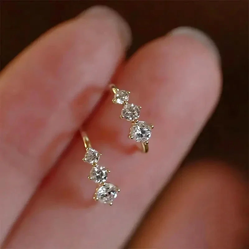 Bling Bling Cubic Zirconia Minimalist Style Stud Earrings for Women Daily Jewelry m34