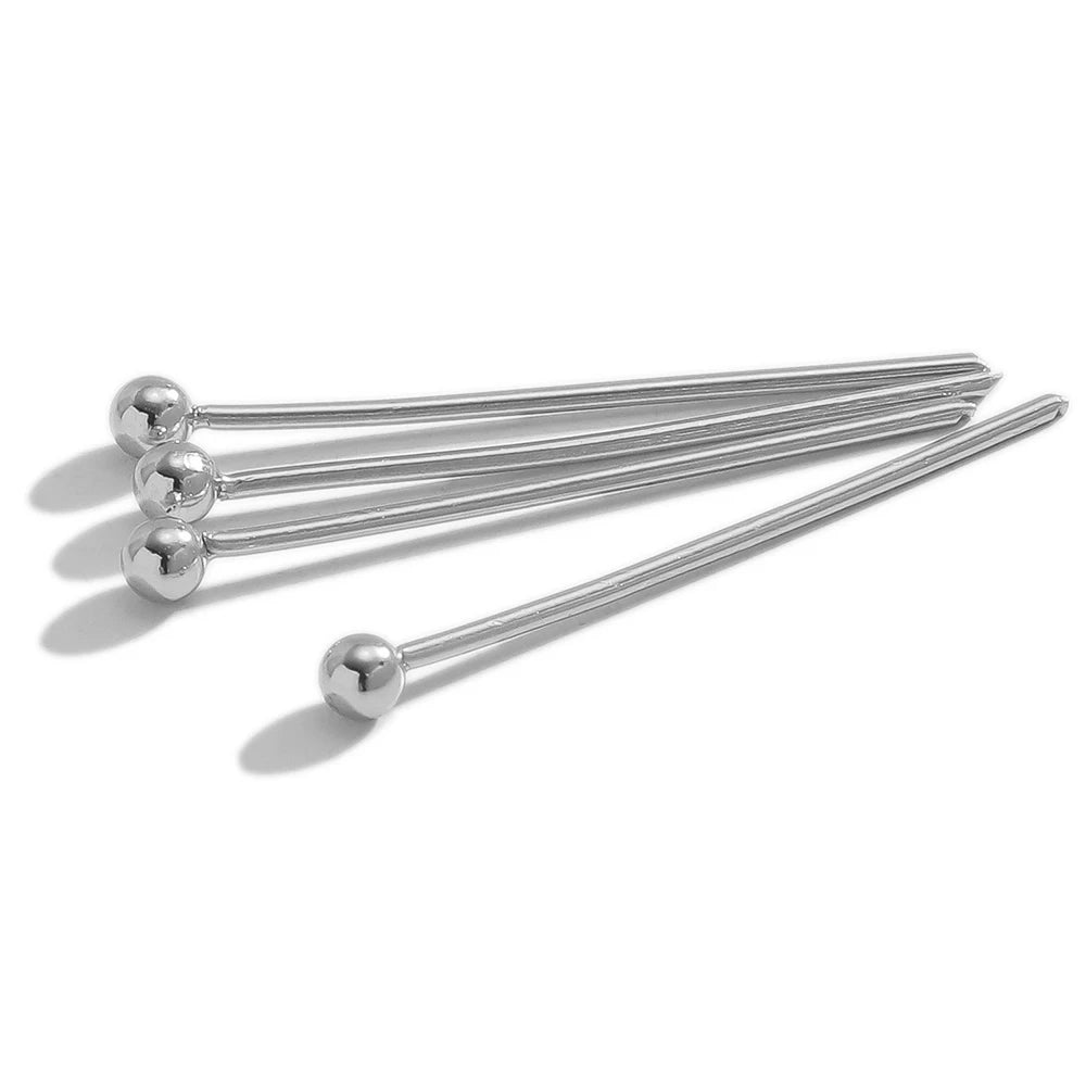Silver ball head pins set with long straight stems and round silver ball ends