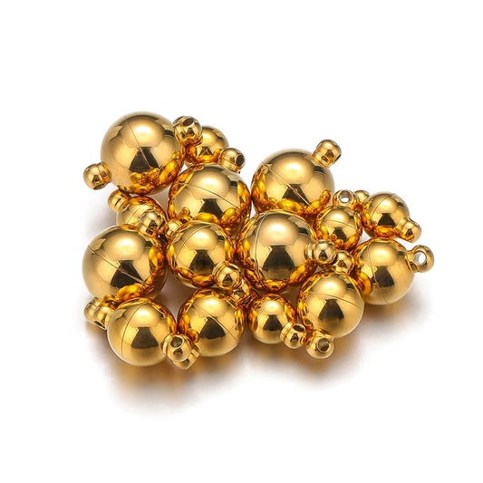 Gold round ball magnetic clasp connectors, 2-piece set