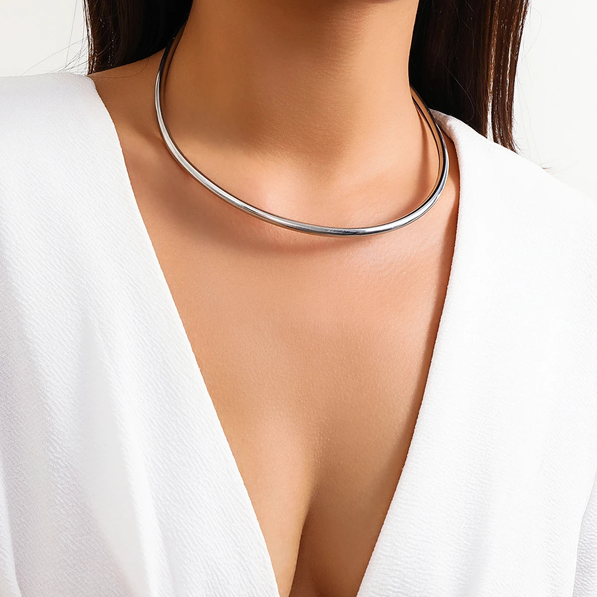 Trendy Simple Open Circle Choker Necklace for Women Fashion Jewelry