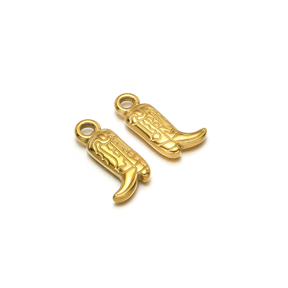 Set of two enamel boot charms, gold-tone