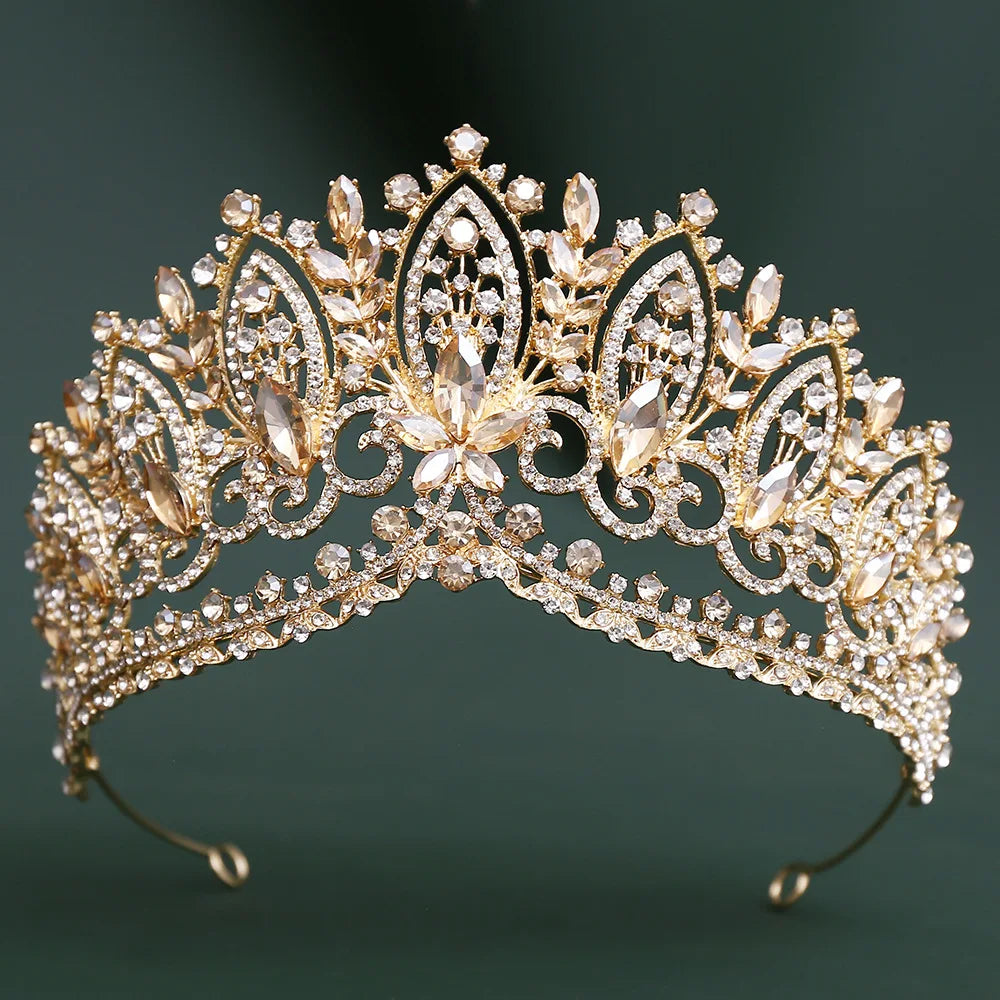 Baroque Purple Crystal Wedding Crowns Rhinestone Bridal Tiaras Pageant Diadem Miss Universe Wedding Hair Jewelry Accessories