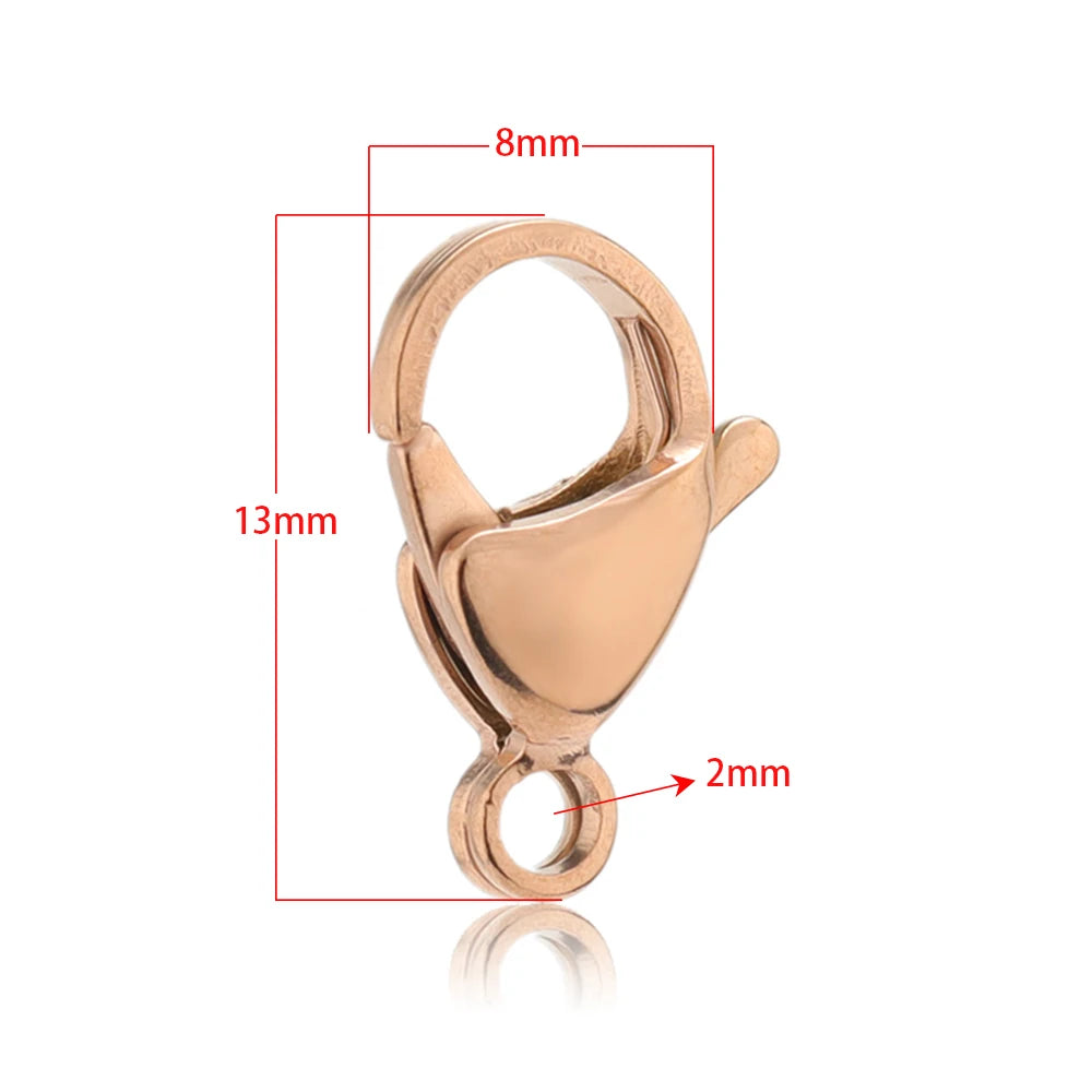 Gold lobster clasp hook connector with circular eye for chain bracelet and necklace