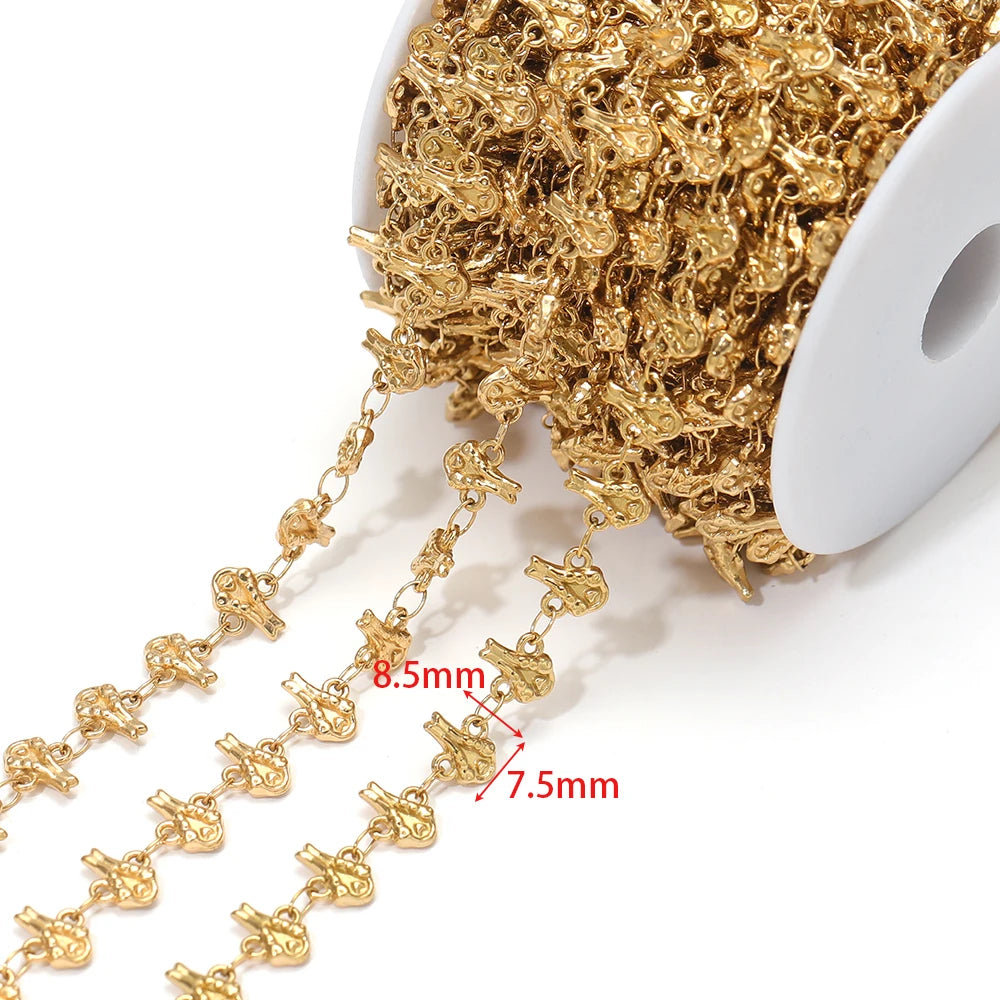 Starfish charm chain, gold-tone metal chain with small starfish connector charms