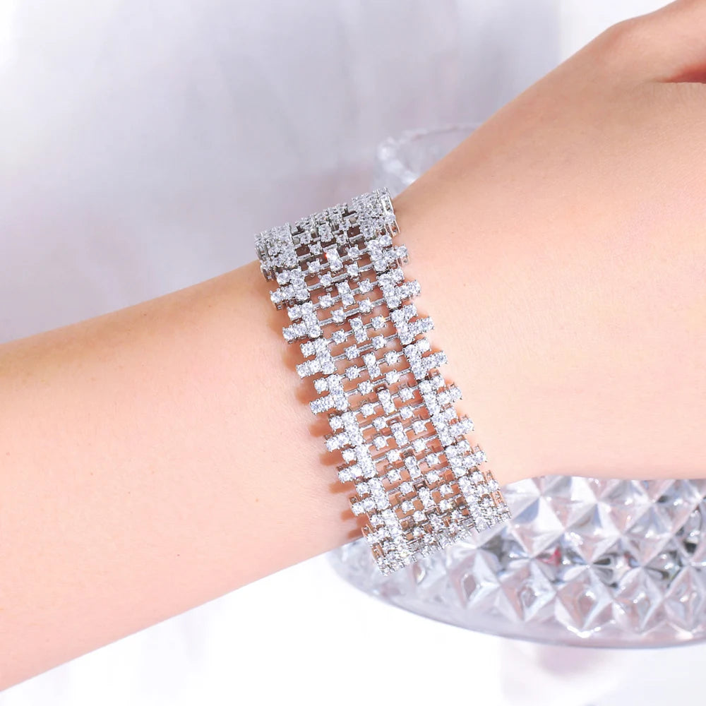 Luxury 5A Top Dubai Cubic Zirconia Bracelet Bangle for Women Wedding Party Jewelry
