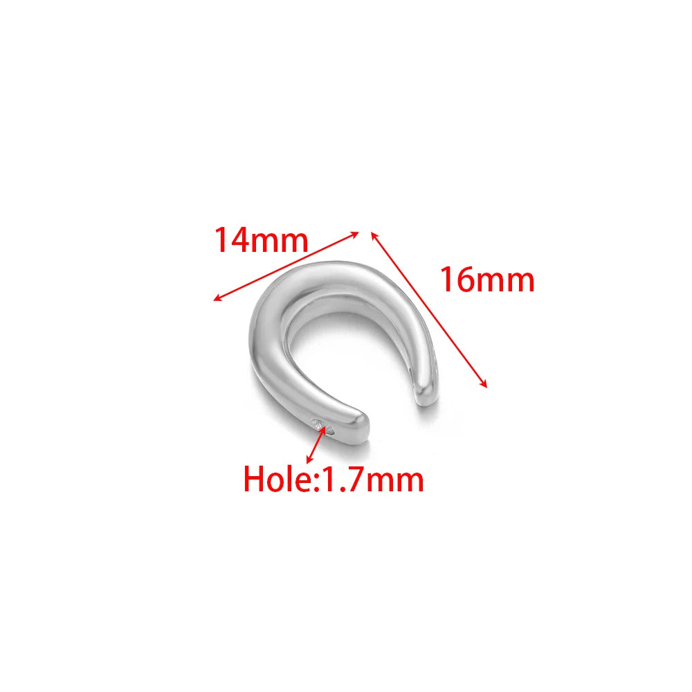 U-shaped stainless steel charm, 14mm x 16mm, 1.7mm hole