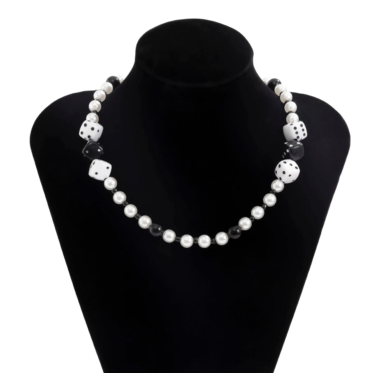 Trendy Short Imitation Pearl Choker Necklace For Men Chain Punk Lucky Dice Jewelry