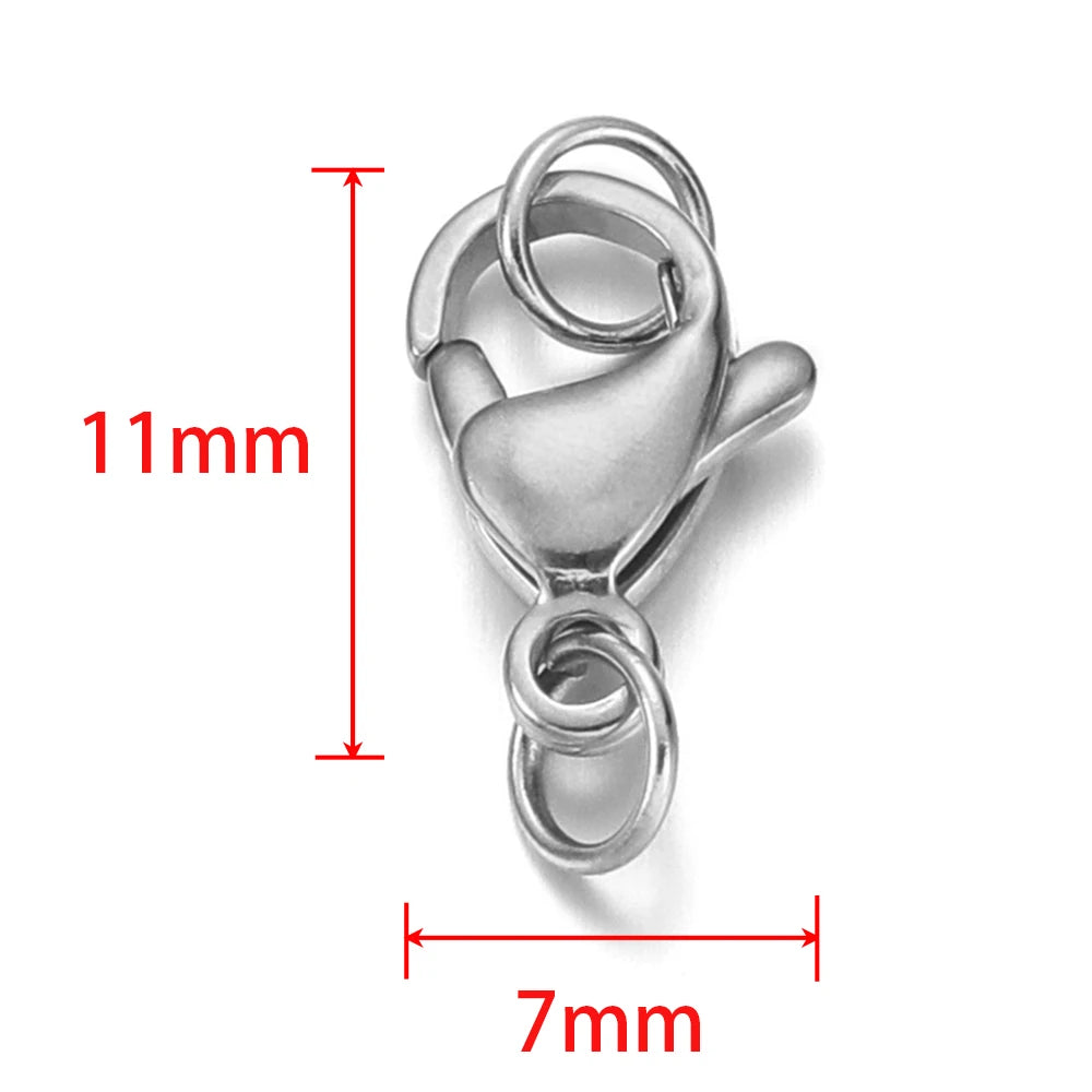 Silver lobster clasp with jump ring, 11mm x 7mm