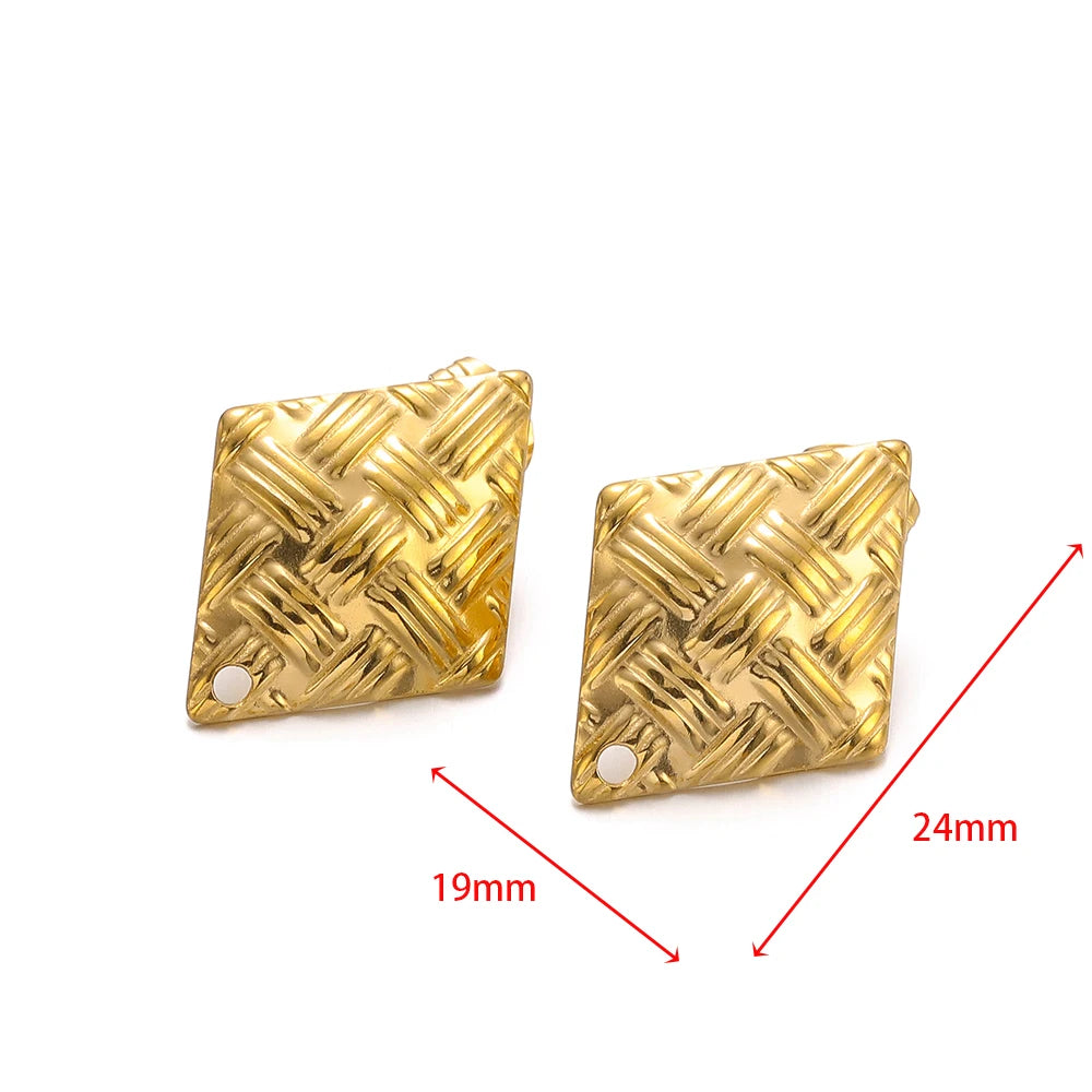 Gold-tone patterned heart earring finding with hole, 19mm x 24mm size