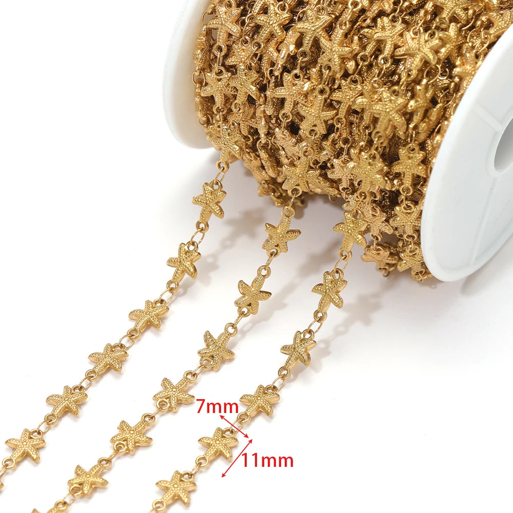 Starfish charm chain, gold-tone links featuring hanging starfish charm details