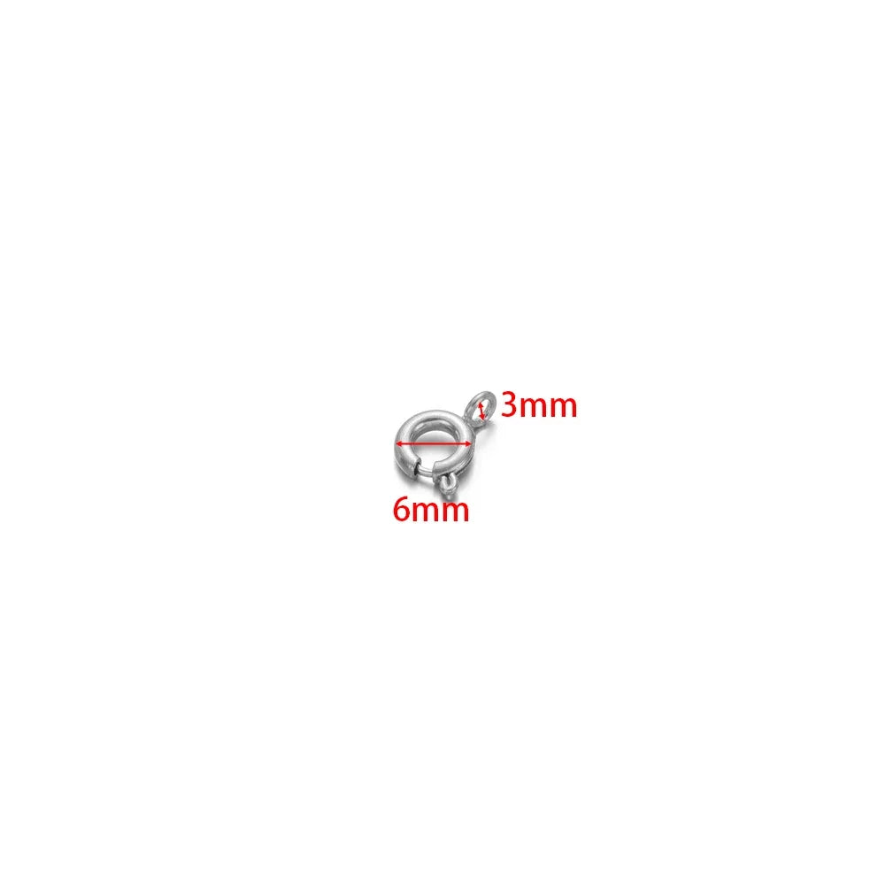 Steel spring clasp round hook connector, 6mm ring, 3mm clip.