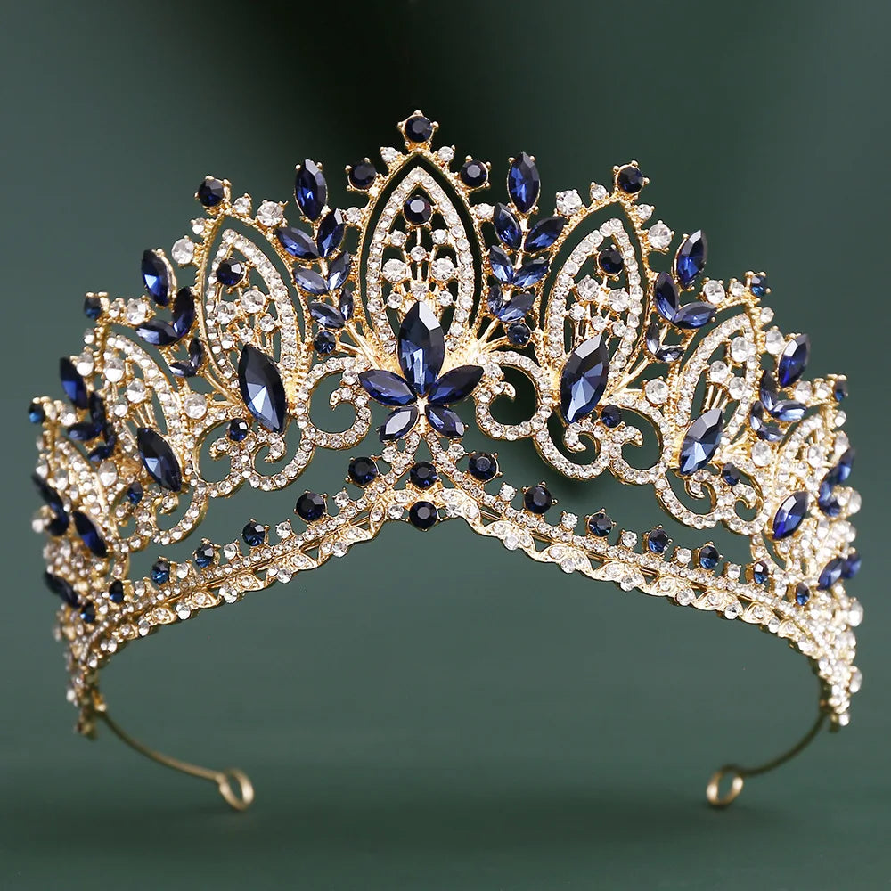 Baroque Purple Crystal Wedding Crowns Rhinestone Bridal Tiaras Pageant Diadem Miss Universe Wedding Hair Jewelry Accessories