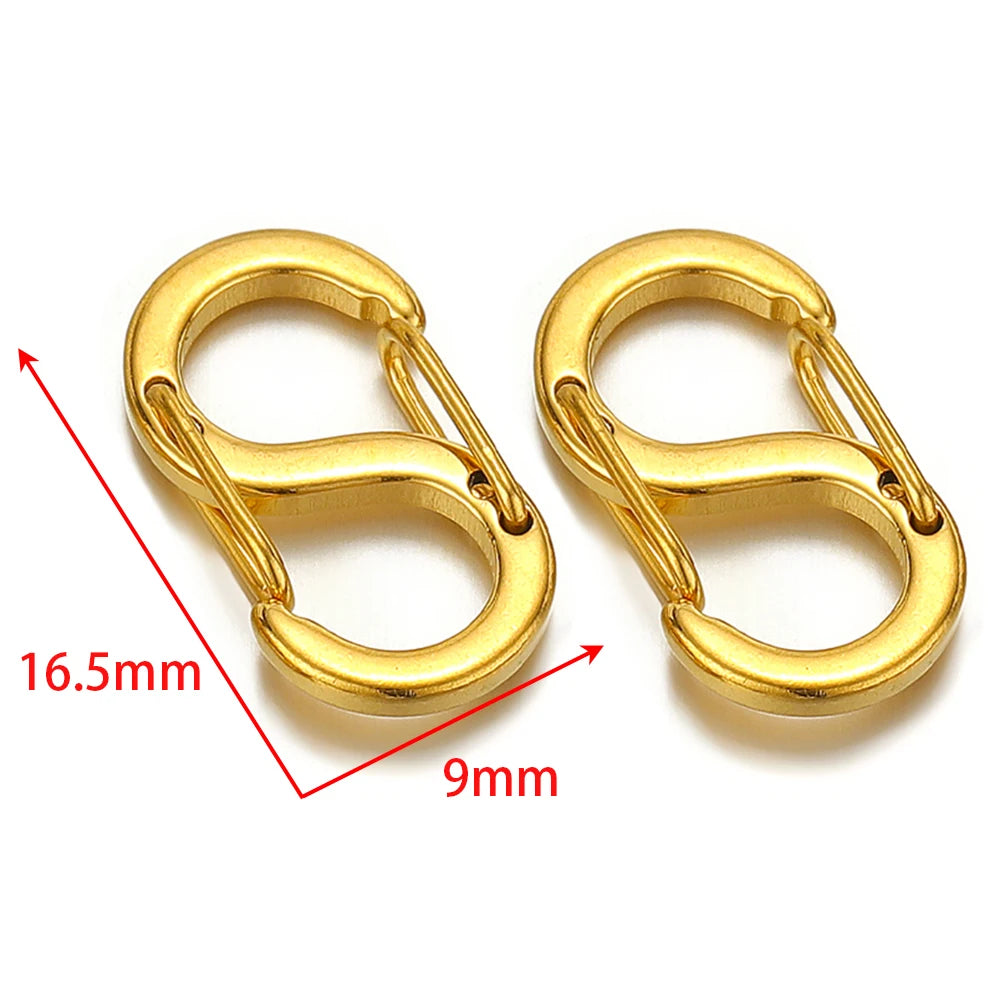 Gold S-shaped lobster clasp connector, 16.5x9mm spring clasp pair