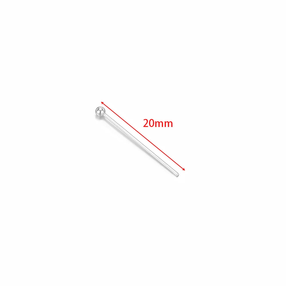 Silver eye pin, 20mm T-flat head ball pin for DIY earrings