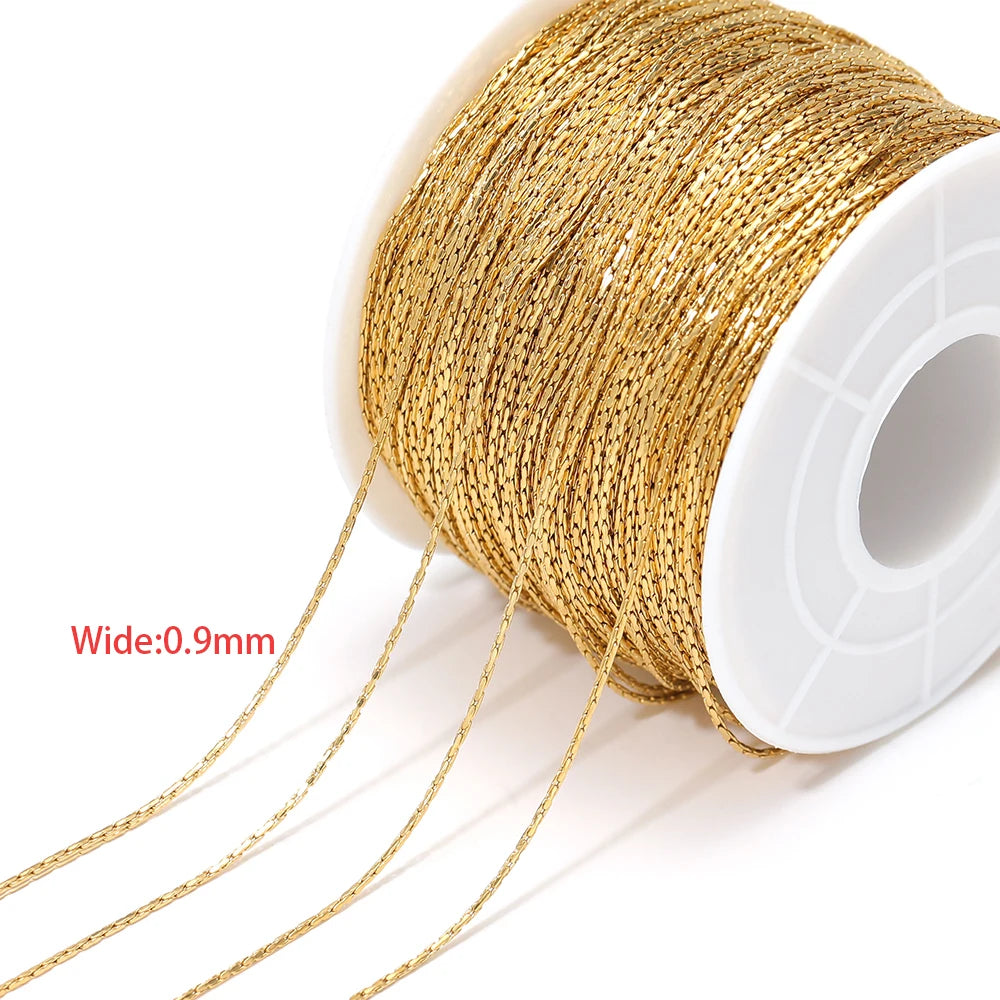 Gold thin wire chain 0.9mm on spool with loose strands for jewelry