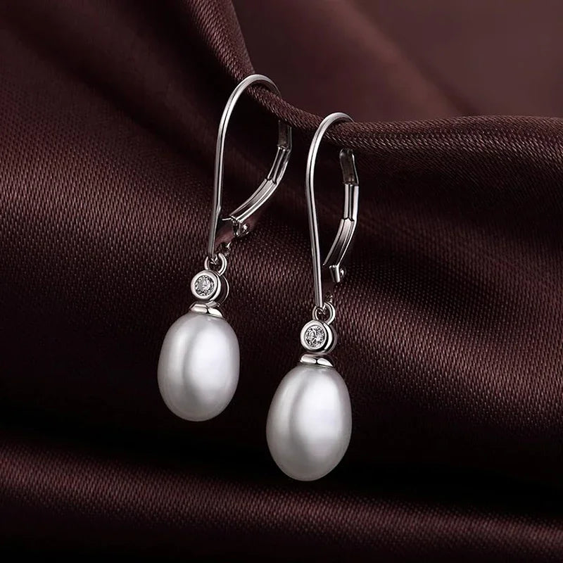 Aesthetic Oval Imitation Pearl Drop Earrings for Women Bridal Jewelry m27