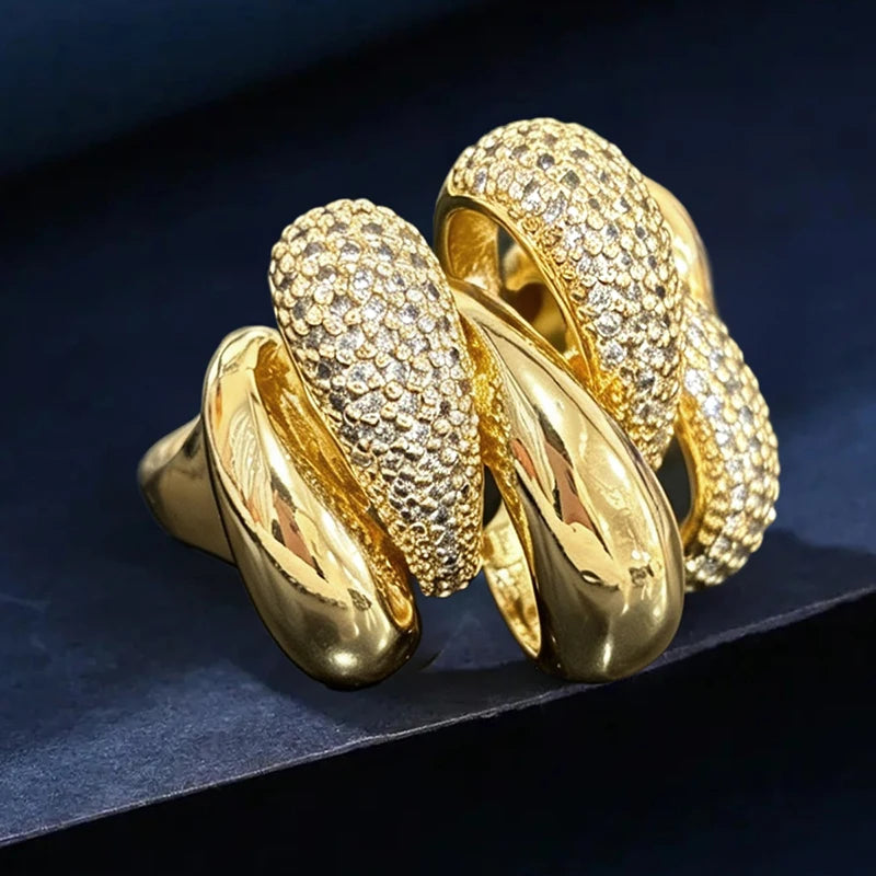 Luxury Multi-Line Cross Rings with Shiny CZ Delicate Charming Jewelry for Women t01