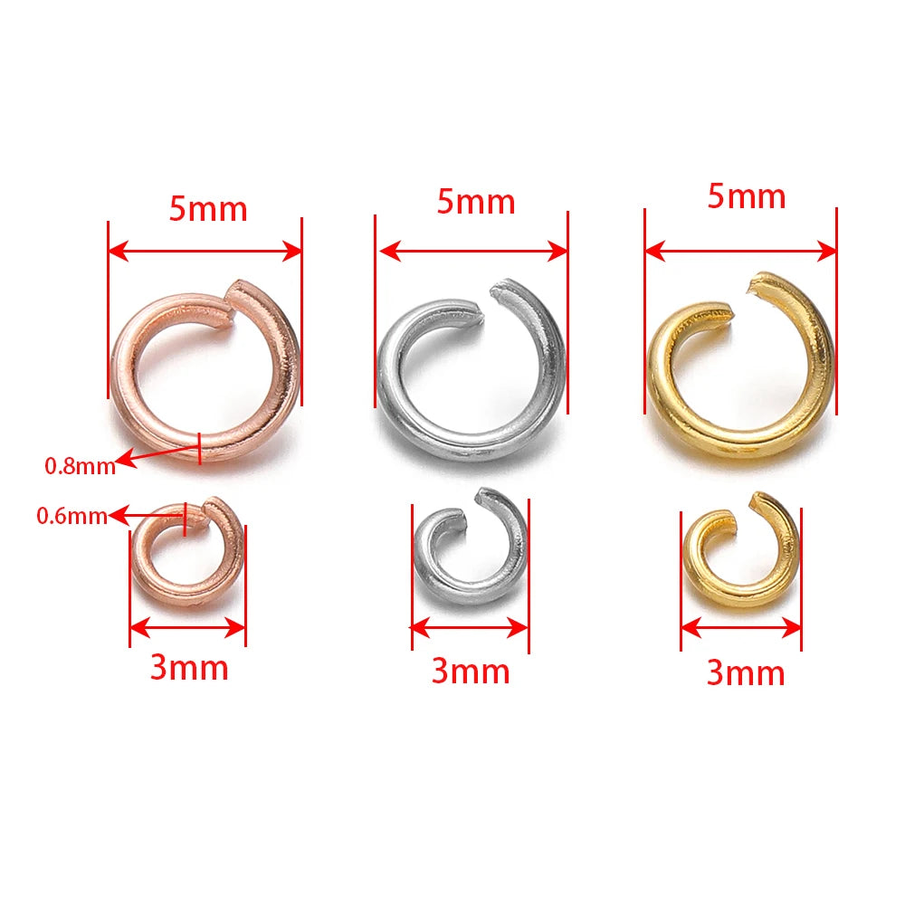5mm split jump rings with 0.8mm ring opening and 0.6mm wire thickness (set)
