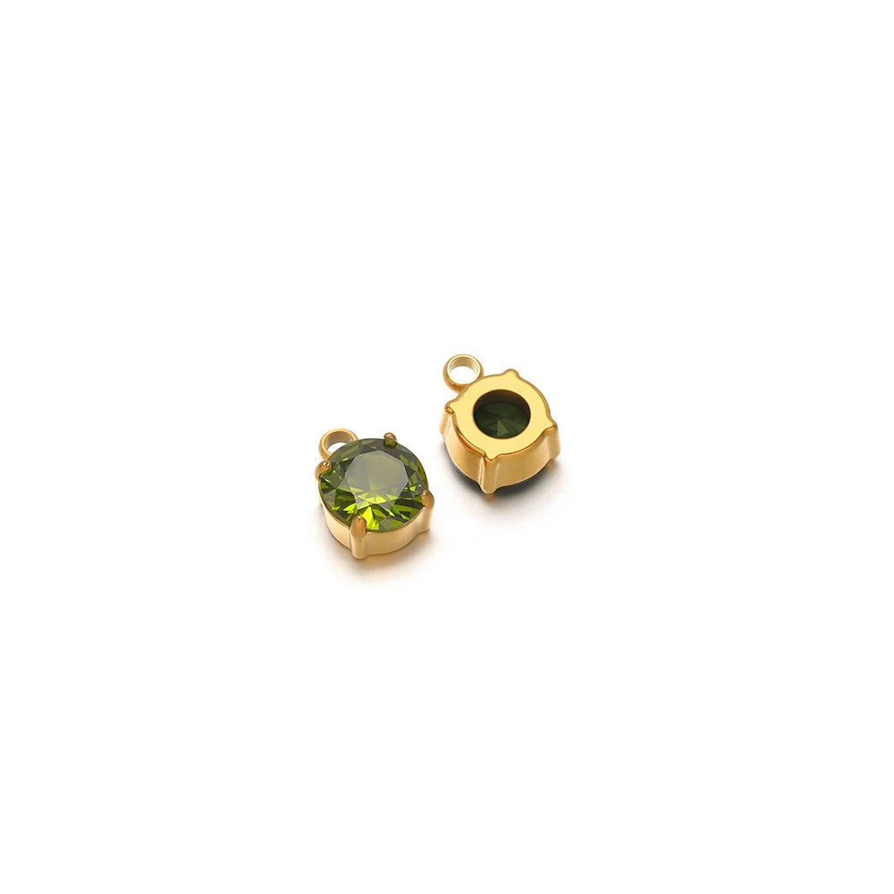 Gold claw sewing rhinestone settings with round green crystal