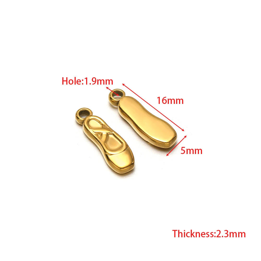 Gold boomerang charm pendants with loops, 16mm length, stainless steel