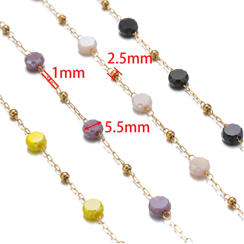 Gold chain with faceted crystal beads in mixed sizes for necklace and bracelet making