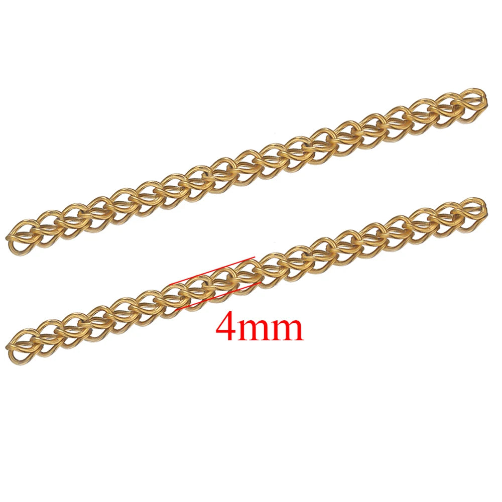 Gold-tone welded extension chain, 4mm link thickness, interlocked ring links