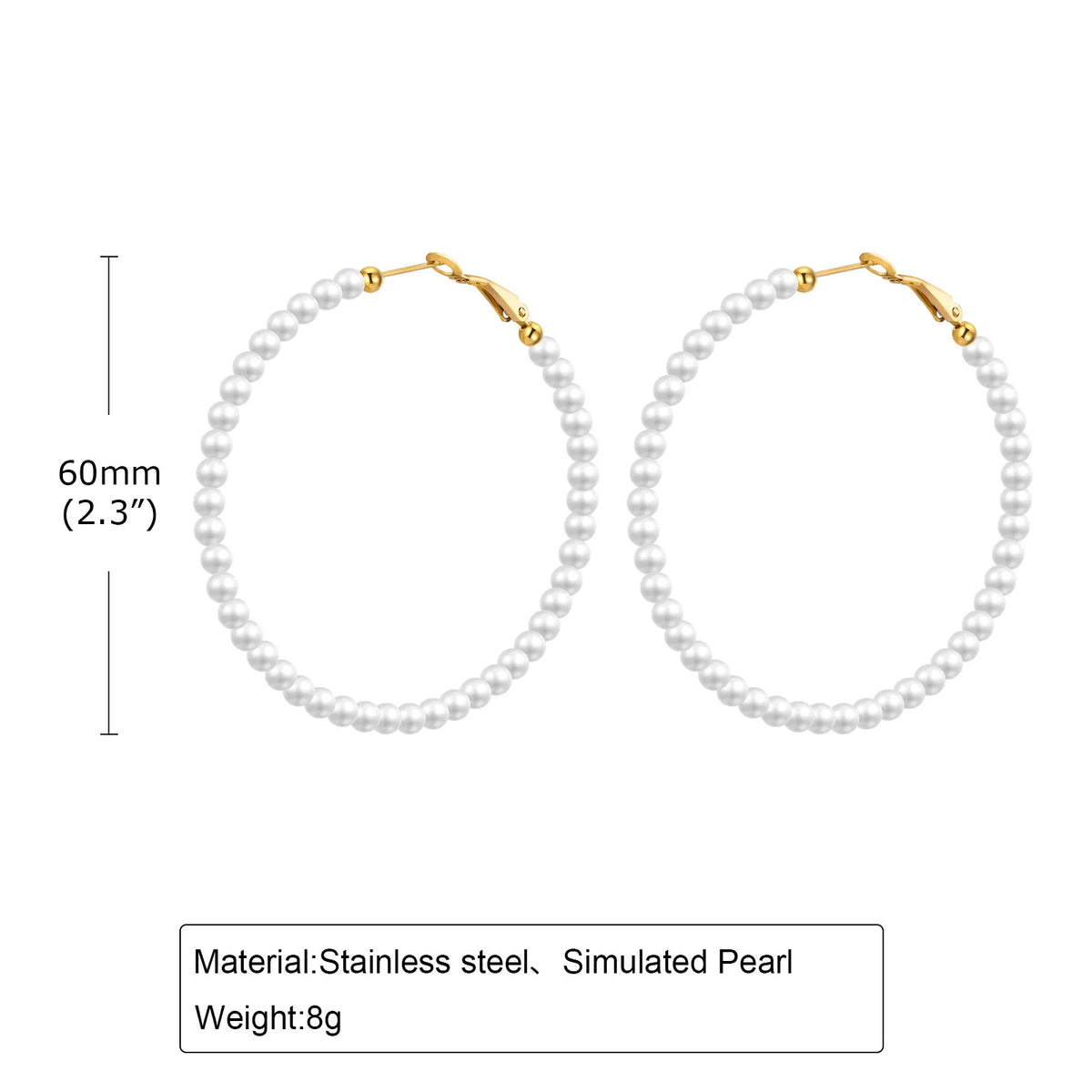 60 mm simulated pearl hoop earrings with gold-tone clasps