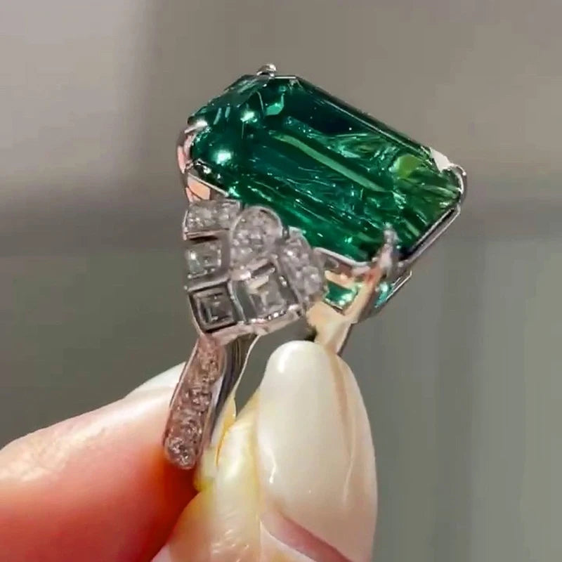 Bling Bling Green Cubic Zirconia Rings for Women Wedding Band Jewelry