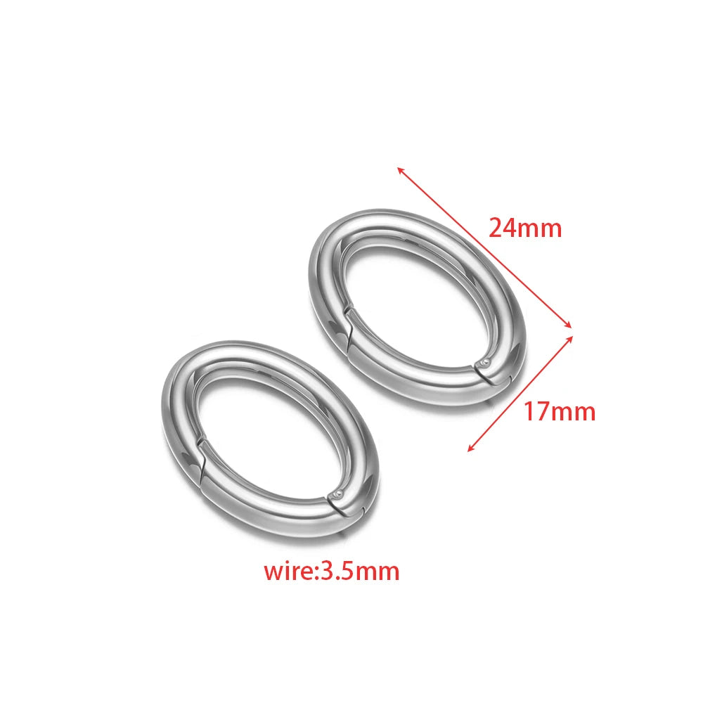 Silver oval spring clasp hooks, 24mm size, 3.5mm wire diameter