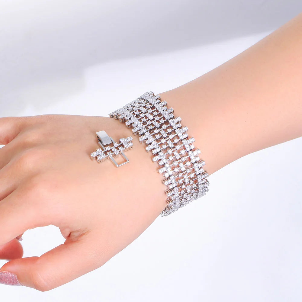 Luxury 5A Top Dubai Cubic Zirconia Bracelet Bangle for Women Wedding Party Jewelry
