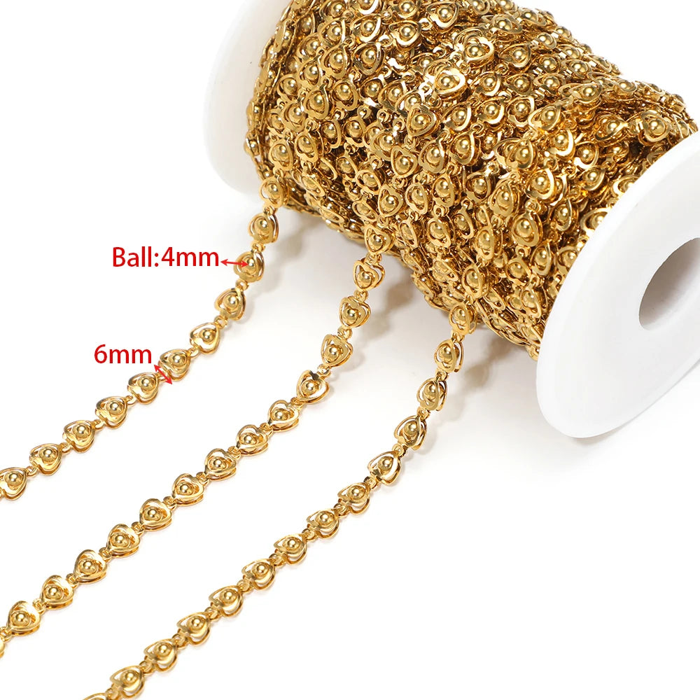 1 Meter Waterproof Stainless Steel Heart Bead Chains Eye Oval Chains for DIY Handmade Jewelry Making Necklace Bracelet Supplies