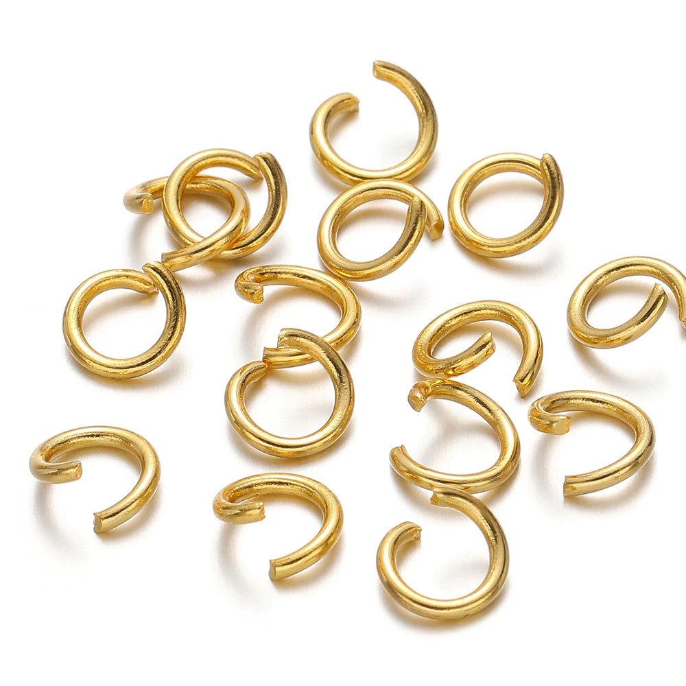 Gold split jump rings, small round open connectors for DIY jewelry