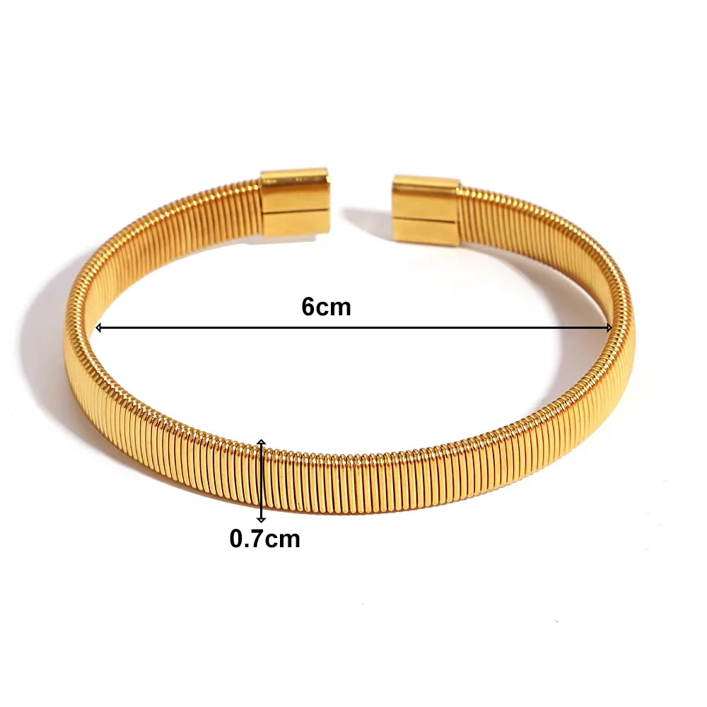 Vintage Gold Plated Stainless Steel Weave Bracelet for Women Men Exquisite Chunky Cuff Bangle Bracelets Waterproof Jewelry