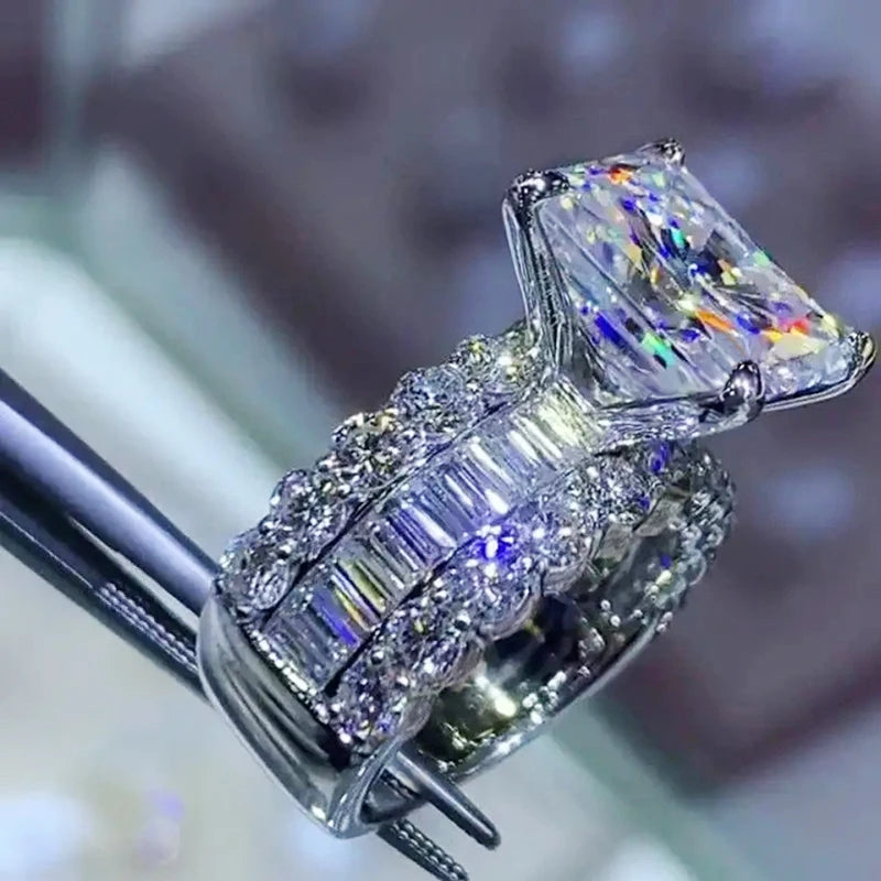 Fashion Princess Square Zirconia Ring For Women Wedding Band Accessories