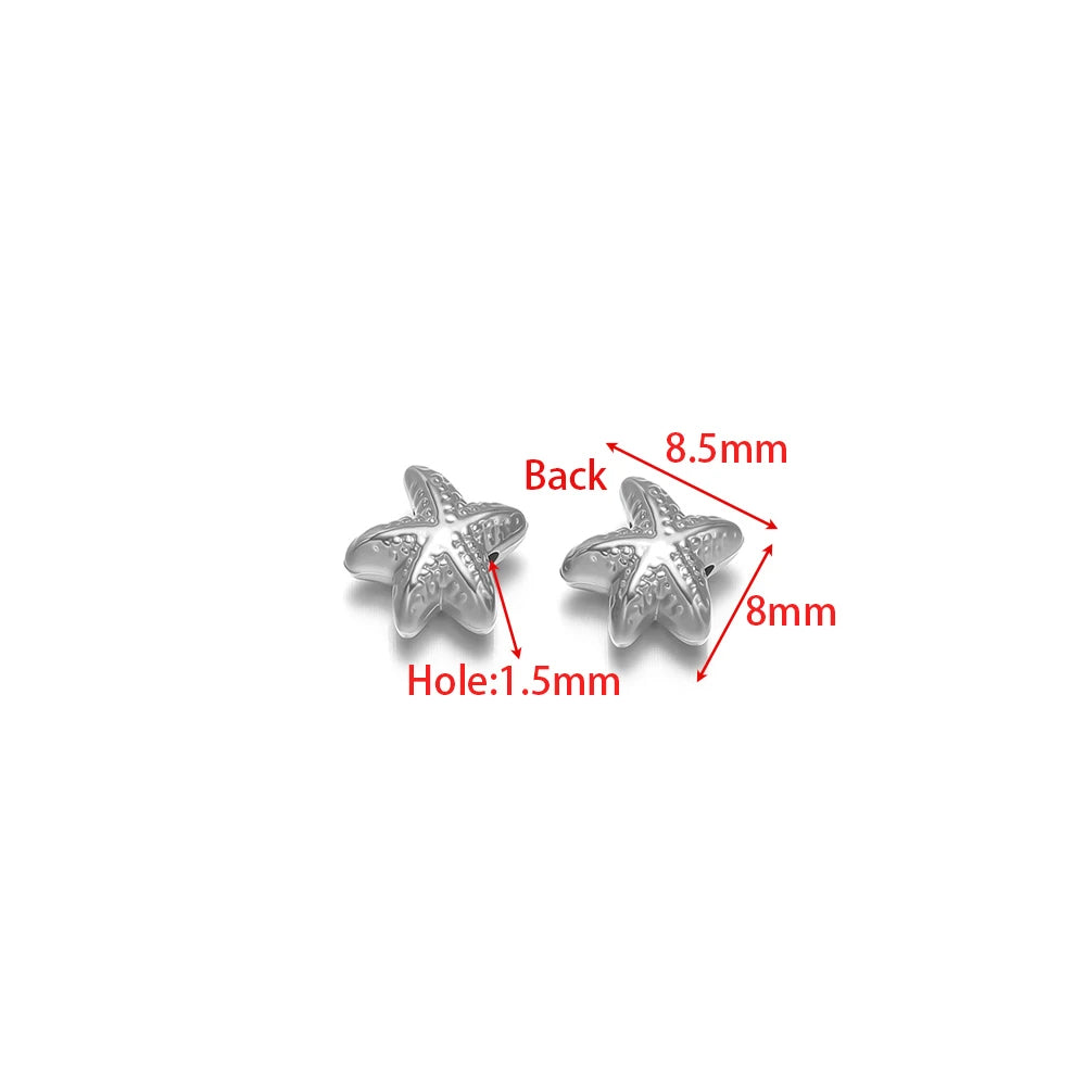 Silver-tone starfish pendant charms with 1.5mm hole