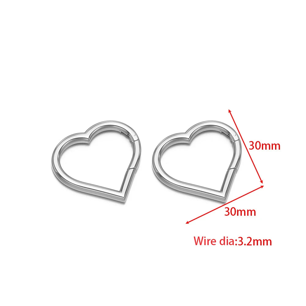 Steel heart spring buckle clasp connector, 30x30mm, 3.2mm wire
