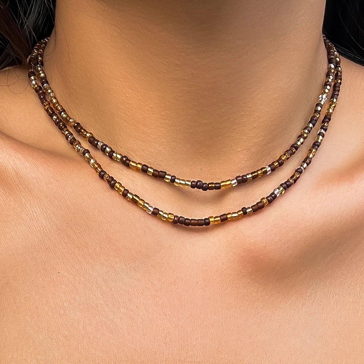 Fashion Layered Small Seed Beads Chain Short Choker Necklace for Women 02