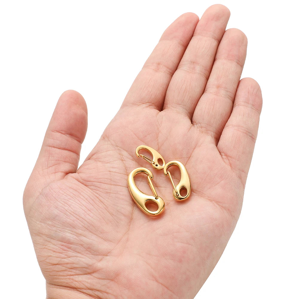 Gold-tone lobster clasp connectors, small D-ring hooks, set of 5
