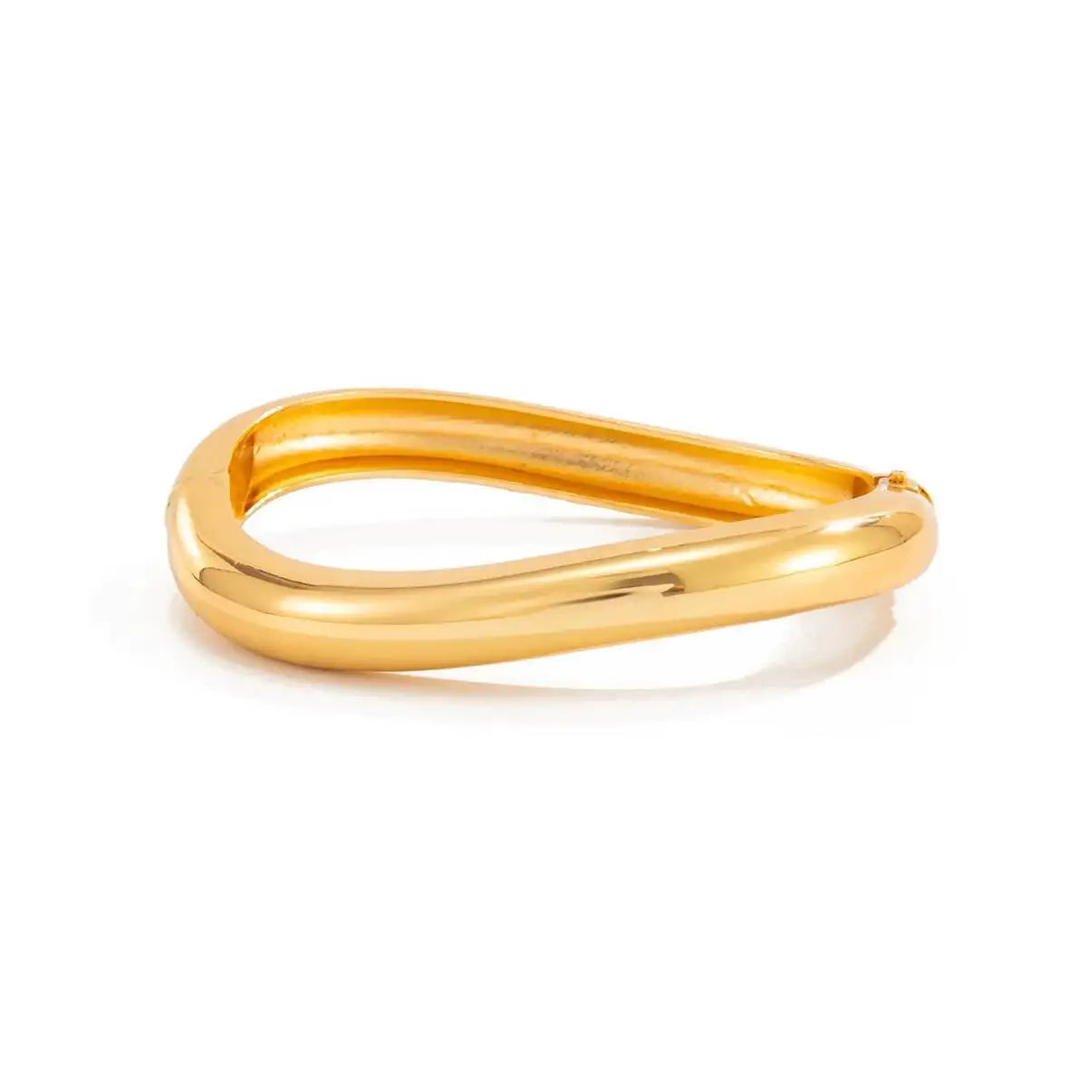 Trendy Gold Color Stackable Bangle Glossy Irregular Geometric Opening Bracelet for Women Jewelry