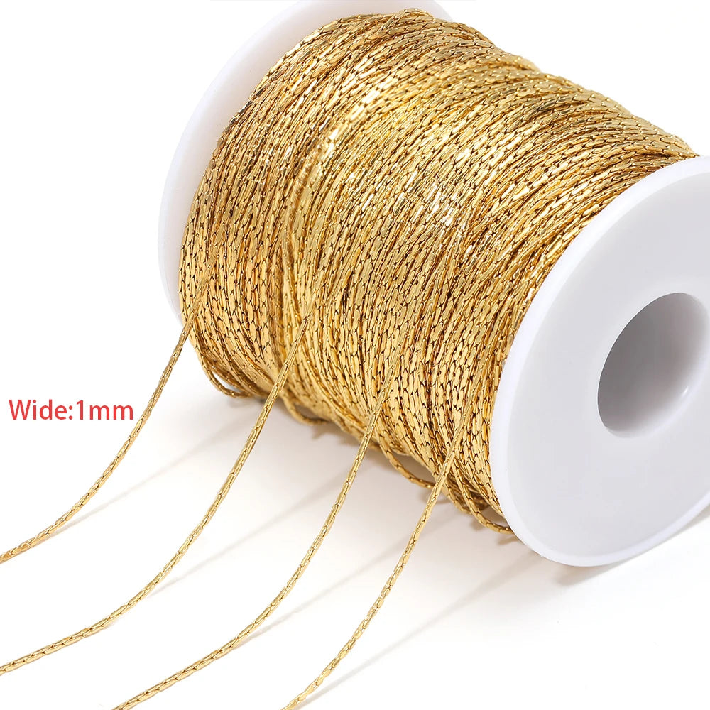 Gold thin wire chain 1mm on spool with loose strands for jewelry
