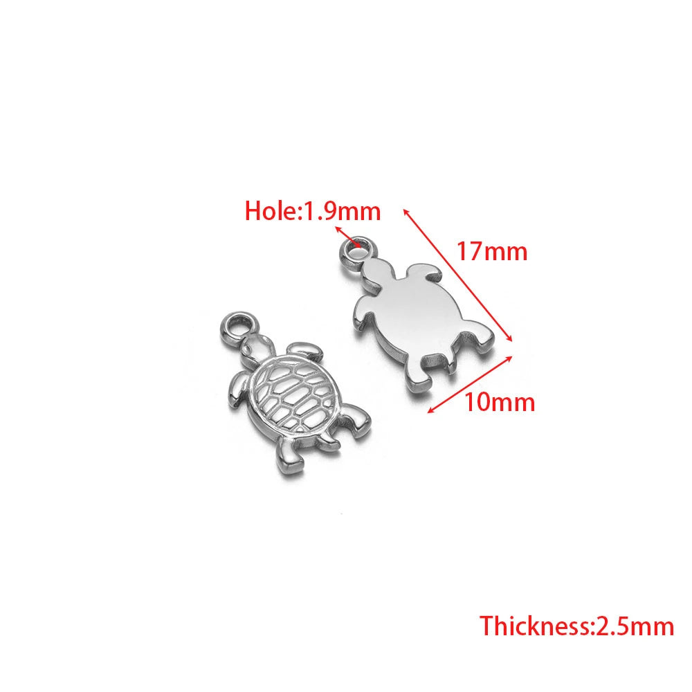 Sea turtle and dolphin charms, 1.9mm hole, 17mm x 10mm dimensions