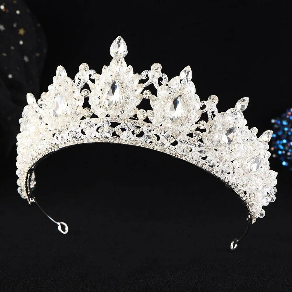 Baroque Crystal Beads Bridal Tiaras Crowns For Women Pageant Wedding Diadem Headband Princess Party Hair Dress Accessories - Yiwucraftjewel