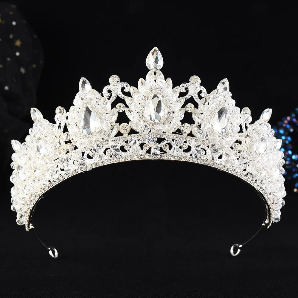 Baroque Crystal Beads Bridal Tiaras Crowns For Women Pageant Wedding Diadem Headband Princess Party Hair Dress Accessories - Yiwucraftjewel