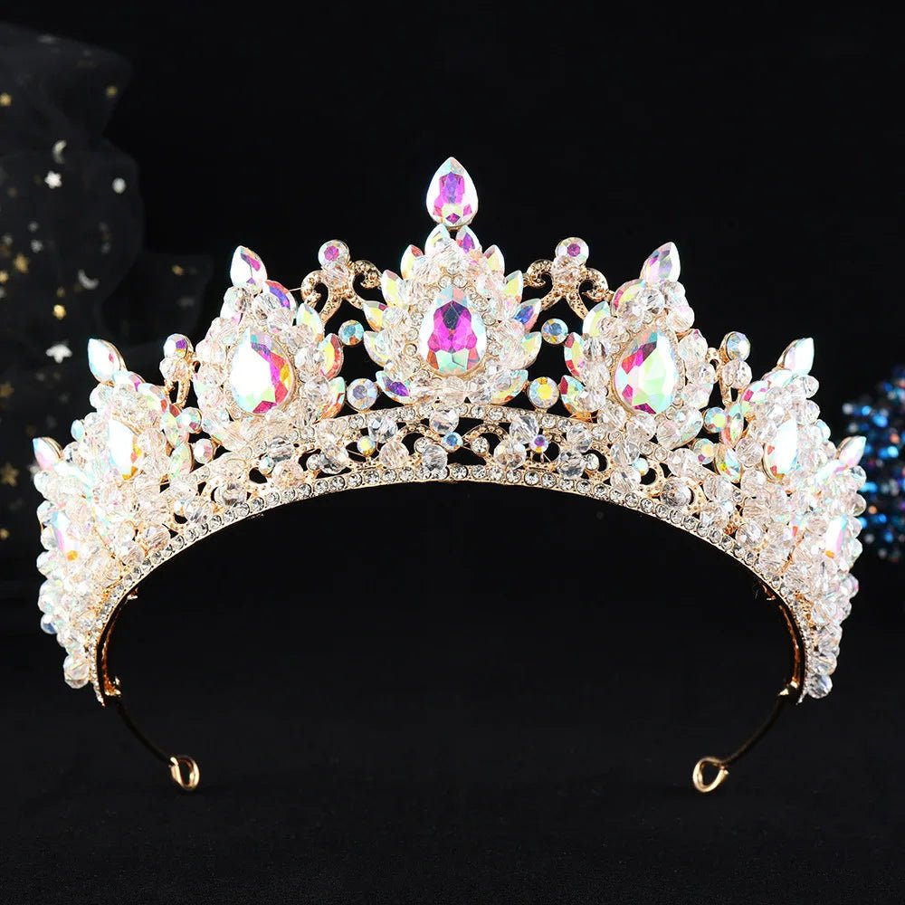 Baroque Crystal Beads Bridal Tiaras Crowns For Women Pageant Wedding Diadem Headband Princess Party Hair Dress Accessories - Yiwucraftjewel